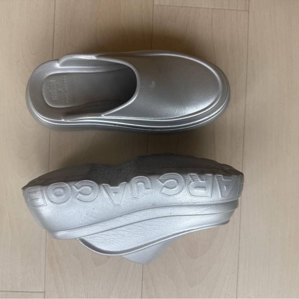 Marc Jacobs Metallic Silver Platform Mule Clogs